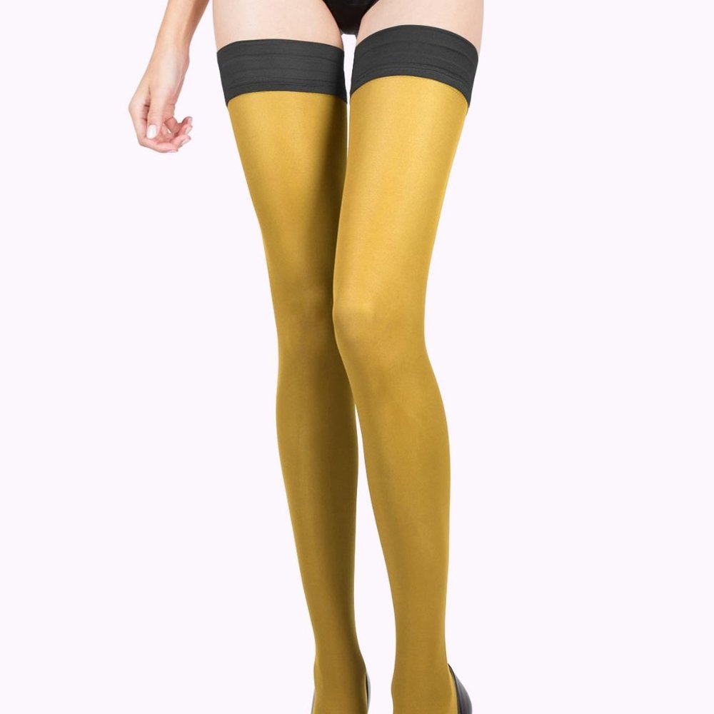 Mustard Yellow Tights, Thigh High Stockings